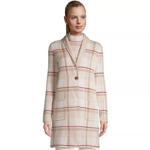 LAND'S END LOFTY BIRDSEYE COATIGAN COAT CARDIGAN SIZE LARGE 14-16 NWOT